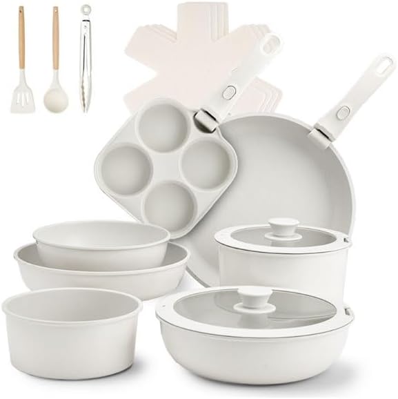 Complete Kitchen Set with Medical Stone Non stick Frying Pans Cookware