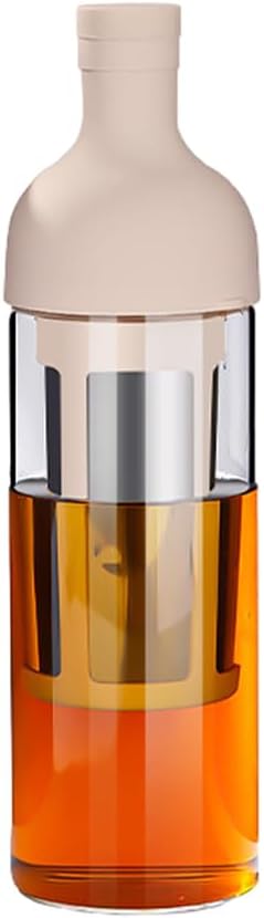 CANDeal 32oz Portable Glass Cold Brew Coffee Maker Glass Coffee Fruit Tea Tumbler with Double Layer Filter &amp Lids Iced Coffee Cups for Office (Pink)