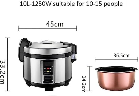 Large Rice Cooker Commercial Slow Cooker Non-Stick Inner Pot Ideal for Hotels Restaurants Canteens and Schools - Durable and Efficient Cooking Solution(10L)