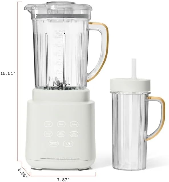 PowerExact Blender System with PrecisionSense Technology 700W Motor 50oz Tritan Jar 20oz Personal Cup Stainless Steel Blades (White Icing)