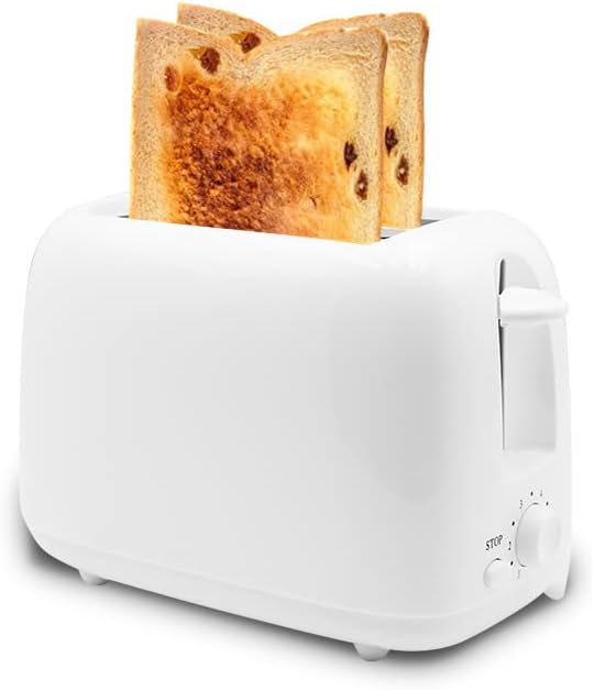 “2-Only Toaster Adjustable Browning Levels (7 Gears) Compact White Bread Toaster with STOP Button Suitable for Raisin Toast/Plain Bread – Ideal for Home Kitchen Breakfast”