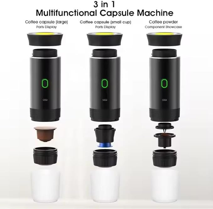 Magic Boxx Portable Electric Coffee Maker with USB-C | Compatible with Capsules and Ground Coffee | Ideal for Car Office Travel and Camping