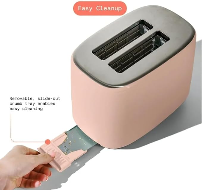 Beauti 2 Slices Toaster with Touch Activated Display 900 W Bagel/Frozen/Reheat Presets Wide Slots Easy Cleaning (Rose)