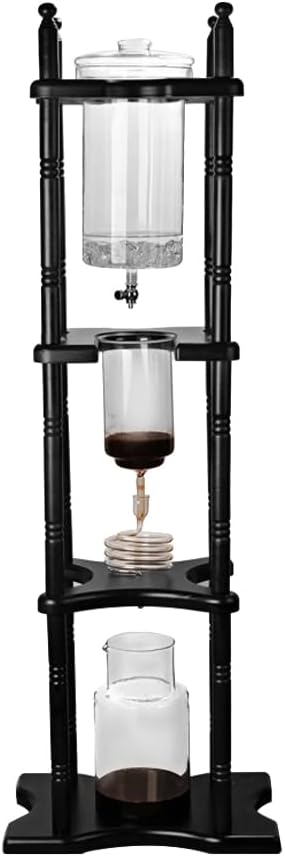 Cold Brew Maker 25 Cups I Ice Coffee Machine Cold Brew Coffee Tower Slow Drip Coffee Maker for Bars Clubs PartiesBlack Wood Straight Frame (Black)