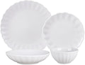 Godinger Dinnerware Set - 16-Piece Set 4 Each of 10.5-Inch Dinner Plates 7.5-Inch Salad Plates 5.5-Inch Bowls and 8-Inch Bowls - White Porcelain