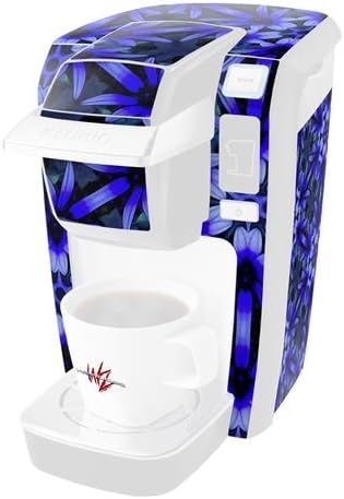 Decal Style Vinyl Skin compatible with Keurig K10 / K15 Mini Plus Coffee Makers Daisy Blue (COFFEE MAKER NOT INCLUDED)