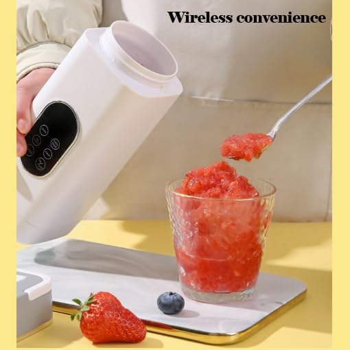 Hualisen Portable Blender for Smoothies Juice420ML Insulated Juicer with Storage Pouch 12 Blades Juice Cup USB-C RechargeableCordless Personal Blender for Shakes and Smoothies (ZJ/White)