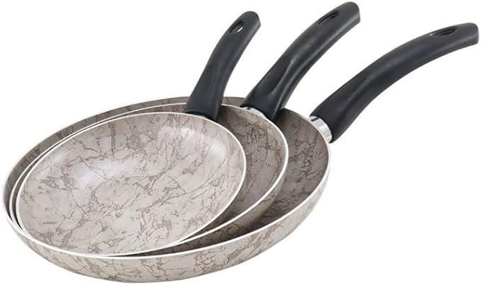 Granite Coated Frying Pan Set 3 Pcs Nonstick Pans Pots for Kitchen Cookware Cooking Utensils Accessories