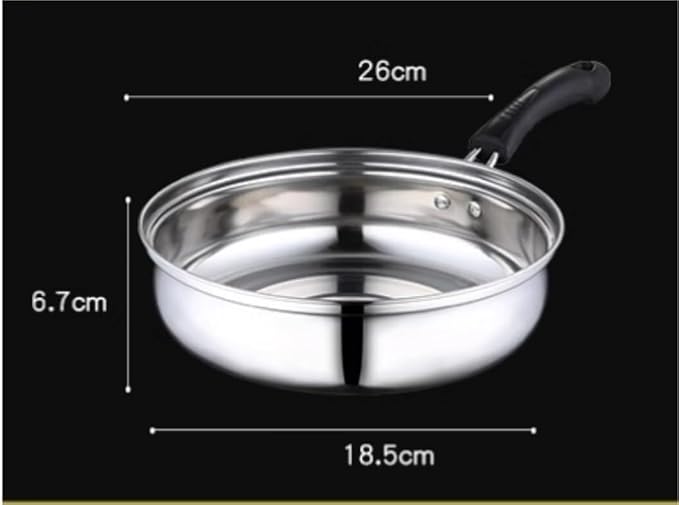 3-Piece Stainless Steel Cookware Set – Soup Pot Frying Pan Milk Pan with Glass Lid – Induction CompatibleHealthy Cooking