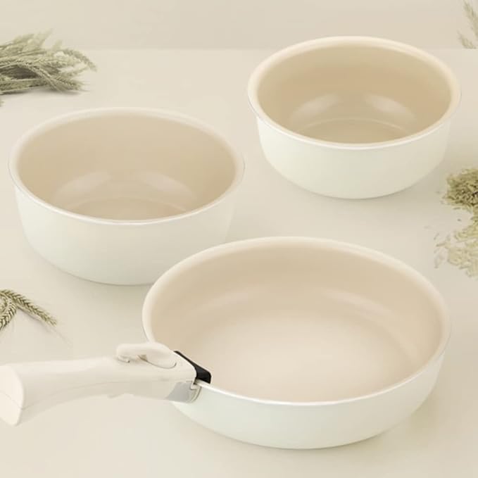dore IH hands free organic Pot Cookware Set of 5P Ivory