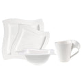 Villeroy &amp Boch New Wave 4-Piece Place Setting Dinner Salad Plate Bowl and Mug – Premium Porcelain Dinnerware White