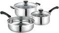 3-Piece Stainless Steel Cookware Set with Lids – Nonstick Soup Pot Milk Pan &amp Frying Pan for Induction Gas and Electric Stoves