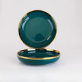 Ceramic Tableware Gilt Rim Green Ceramic Plate Steak Food Plate Tableware Bowl Ins Dinner Dish Porcelain Dinnerware Set for Family Hotel7.5 Inch Plate 1pcs