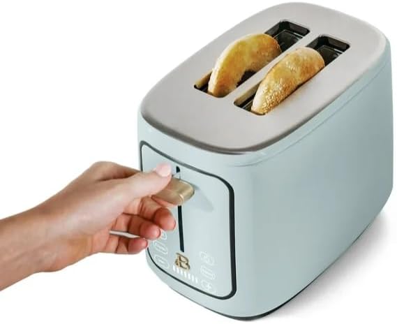 Beauti 2 Slices Toaster with Touch Activated Display 900 W Bagel/Frozen/Reheat Presets Wide Slots Easy Cleaning (Hydrangea Blue)