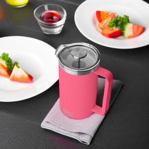 YETI Rambler 34 oz. French Press Coffee Maker (1) 16 oz Travel Bottle Stainless Steel Tropical Pink
