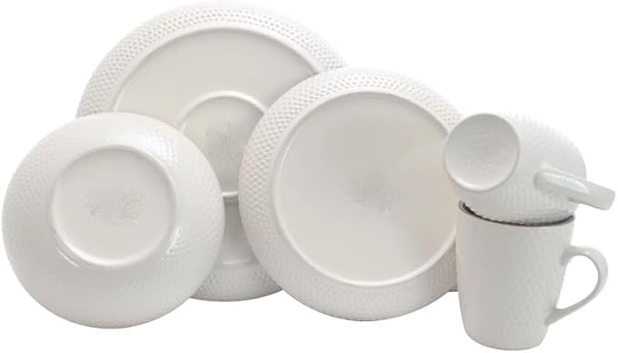 Mellow 16 Piece Dinnerware Set Plate Bowl Water Cup Embossed Tableware Combination
