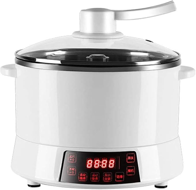 Home Rice Cooker Intelligent Reduced Sugar 4L Stainless Steel Liner Separate Pot Body Design Automatic Lifting (Wood Color) (White)