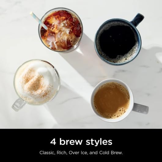 Niinja Single-Serve Pods or Grounds Hot and Iced Coffee Brewer with Rapid Cold Brew 4 Brew Styles Compact design and Storage Removable reservoir 56 oz Black PB045