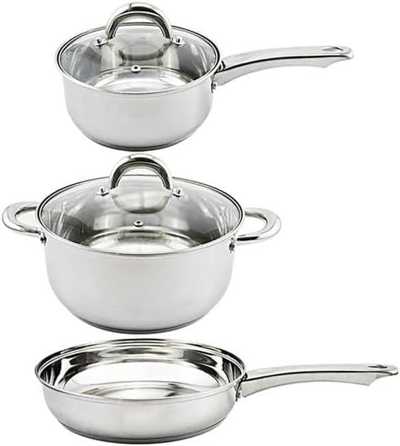Stainless Steel Pots and Pans Set with Pan Cookware Set with Lid Frying Pan 5 Piece Kitchen Cookware Set