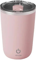 Rechargeable Automatic Coffee Stirring Mug - Electric Stainless Steel Lazy Rotating Milk Mixing Cup(Pink)
