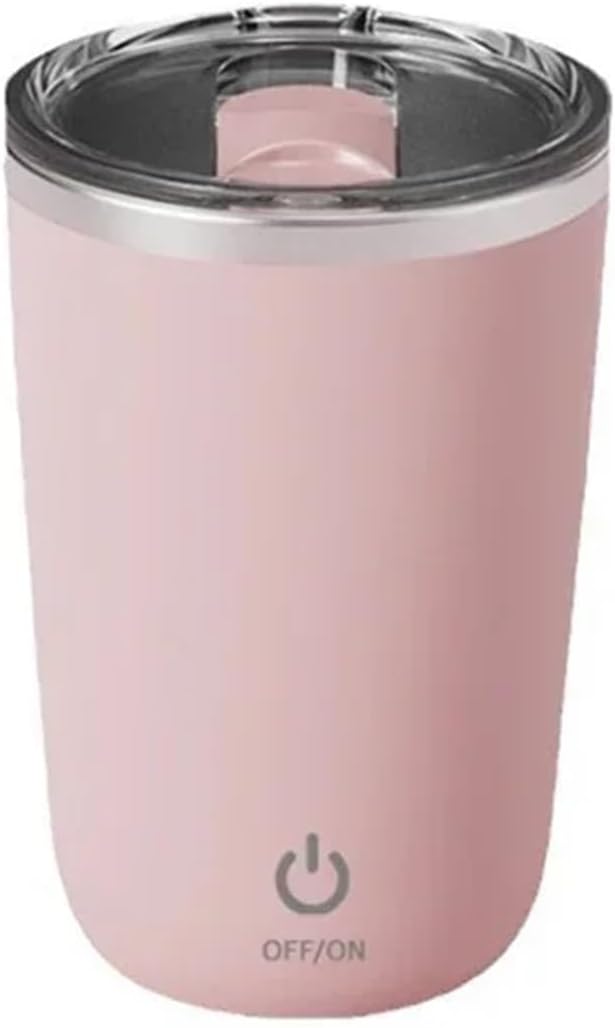Rechargeable Automatic Coffee Stirring Mug - Electric Stainless Steel Lazy Rotating Milk Mixing Cup(Pink)