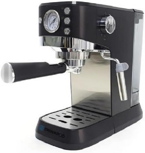 DRINKPOD 20 Bar Espresso Machine – Coffee &amp Espresso Maker Combo with Milk Frother Steam Wand Stainless Steel Cup Plate and 1.5L Removable Water Tank – High Pressure Espresso Maker