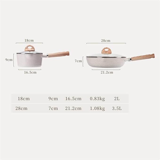 Aluminum Alloy Non-stick Cookware Set 2-piece Set With Lid Combination Fryer Casserole Frying Pan Kitchen Cooking Pot