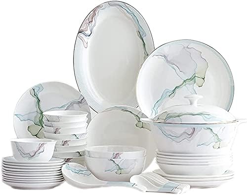 Dinnerware Sets - Luxury Gift Dishes Service Set 30PCS Chinese Style Bone China Dinnerware Set Household Phnom Penh Ceramic Bowl Dishes Plate Service for 3