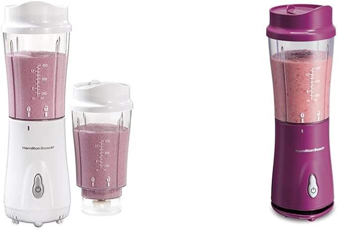 Hamilton Beach Portable Blender for Shakes and Smoothies with 14 Oz BPA Free Travel Cup and Lid &amp Portable Blender for Shakes and Smoothies with 14 Oz BPA Free Travel Cup and Lid