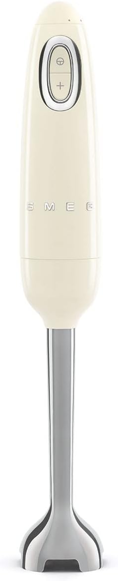 SMEG Hand Blender &amp Food Processor Bundle – HBF03 with HBFP11 Attachment – Retro Style 350W Motor Variable Speed Tritan™ Renew Bowl 5-in-1 Functionality Cream
