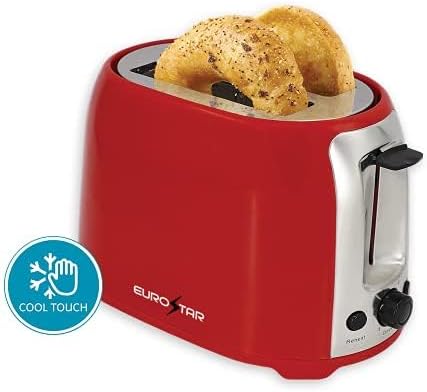 EUROSTAR ET751R 2-Slice Cool Touch Wide-Slot Toaster Red