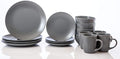 wocaxc16-Pieces Stoneware Dinnerware Set Kitchen Dinnerware Ceramic Crockery Set Dinner Service Set for 4 Include Dinner Plate Dessert Plate Cereal Bowl and Mug. (grey)