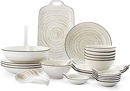 Dinnerware Sets - Luxury Gift Dishes Service Set 27 Pieces Ceramics Dinner Set Bowl/Dish/Spoon|dinnerware Set Nordic Simple Style Combination Tableware Set Gray for Gift