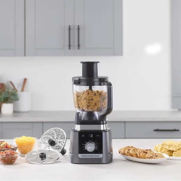 Niinja Deluxe Kitchen System 1600 Peak Watt Blender &amp Food Processor Combo 88 oz Pitcher 9 Cup Bowl 7 Auto-IQ Programs