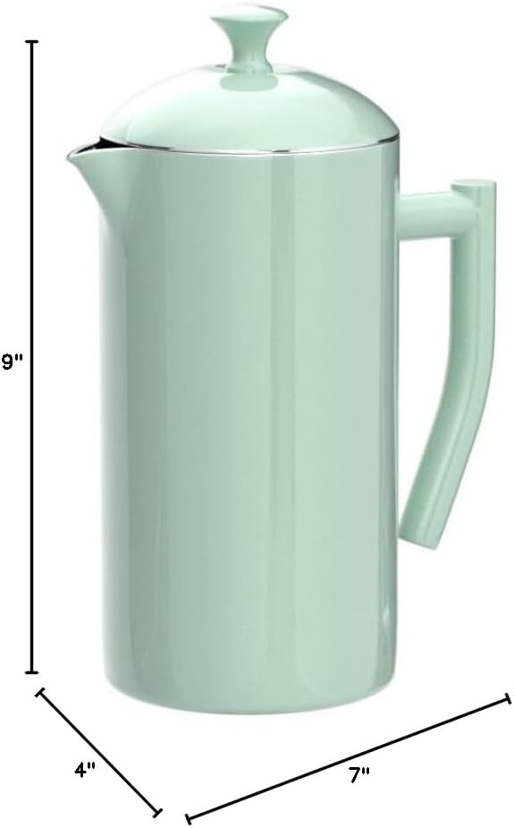 Frieling Double-Walled Stainless Steel French Press Coffee Maker Dilly Bean Green 34 fl oz.