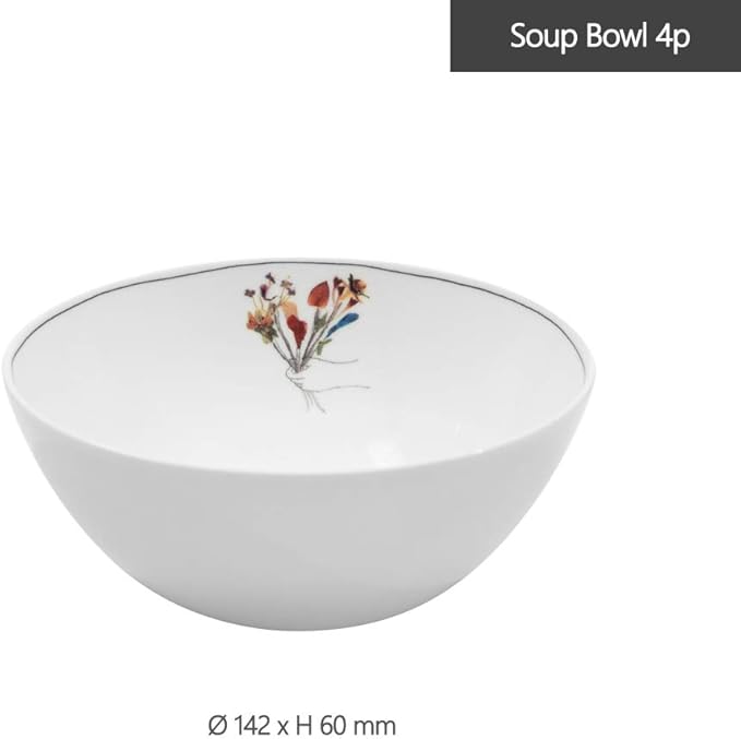 Hankook Chinaware Bouquet of Flowers Dining Set for 4 Dinnerware Korean Fine Bone-China Dojagi