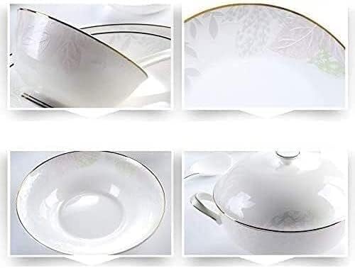 Dinnerware Set Dinner Party Tableware Service Set 48-Piece Dinnerware Set for 10 White Premium Bone China Vintage Gold Pattern Dinner Set Premium Bone China Porcelain Din