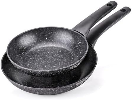 Moneta Formidabile Stone Set of 2 Non-Stick Frying Pans 24-28 cm Also for Induction 100% Made in Italy Black Set of 2 Frying Pans 24-28 cm Black