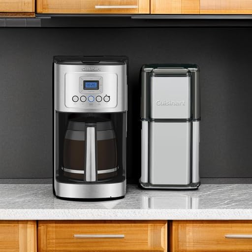 Cuisinart Coffee Maker 14-Cup Glass Carafe Fully Automatic for Brew Strength Control &amp 1-4 Cup Setting Stainless Steel DCC-3200P1 &amp DCG-12BC Grind Central Coffee Grinder Blade Silver