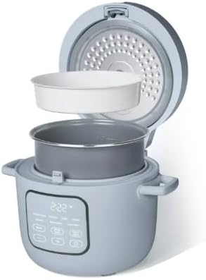 14-Cup Rice &amp Grain Cooker Touch-Activated Display 8 Presets Ceramic Nonstick Coating Steamer &amp Egg Tray Automatic Keep Warm Programmable 24 Hours (Blue)
