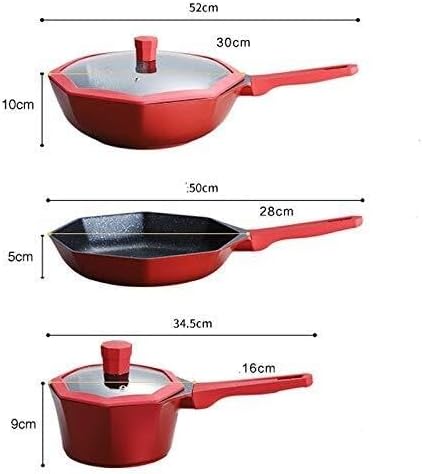 Octagonal Non-Stick Cookware Set with Medical Stone Coating Scratch Resistant Induction &amp Gas Stove Compatible