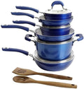 For 12-Piece Aluminum Ceramic Nonstick Cookware Set in Blue
