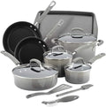 For 14 Piece Aluminum Nonstick Cookware Set in Sea For Gray