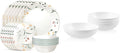 Corelle 18 Piece Wildflower Glass Dinnerware Set Service for 6 &amp 4 Piece White Glass Meal Bowl Set Service for 4
