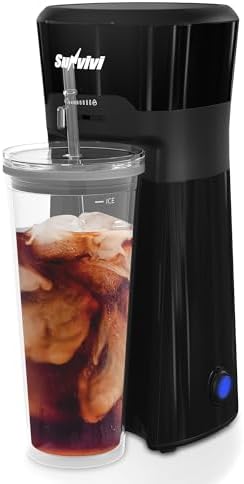 SUNVIVI 20 Oz Iced Tea Maker for Ground Coffee Cold Brew Coffee Maker with Reusable Coffee Filter and Insulated Pitcher Single Serve Machine for Home Strength Control for Flavor Black