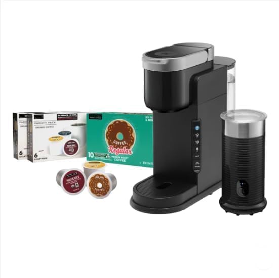 Keurigkk Café Barista Bar Single Serve Coffee Maker &amp Milk Frother | Brews Lattes Cappuccinos Coffee | | Dishwasher Safe Parts | Energy Efficient | Matte Black