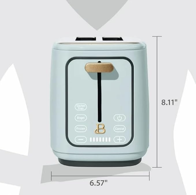 Beauti 2 Slices Toaster with Touch Activated Display 900 W Bagel/Frozen/Reheat Presets Wide Slots Easy Cleaning (Hydrangea Blue)