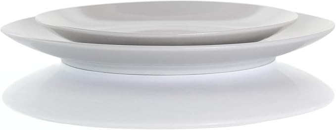 18 Piece White Porcelain Dinnerware Set with 2 Serving Bowls – Service for 4 Microwave &amp Dishwasher Safe Plates and Bowls