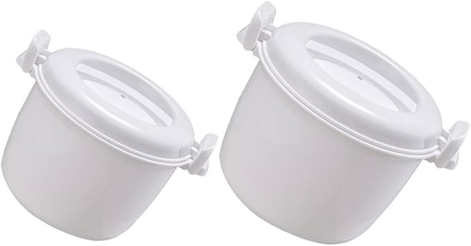 Cabilock 2Pcs Microwave Rice Cooker Large Capacity Plastic Steamer with Top Handle Portable Food Container for Home Office Dormitory Use