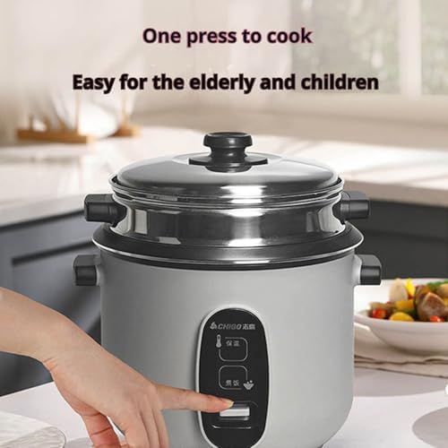 Rice Cooker with Steamer Basket Nonstick Inner Pot Keep Warm Function Includes Spatula &amp Measuring Cup 2-5L Capacity Serves 2-8 People(2L)